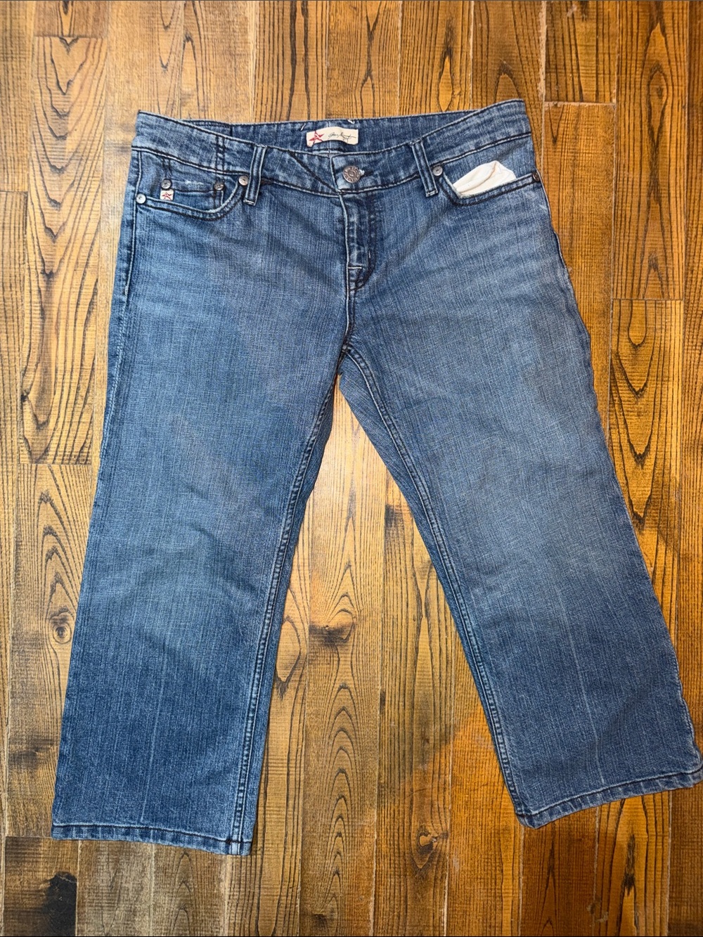 Classic Women's Blue Denim Jeans - Casual Straight Leg cropped